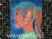 maba - portrt spoluiaky - profil - tempera